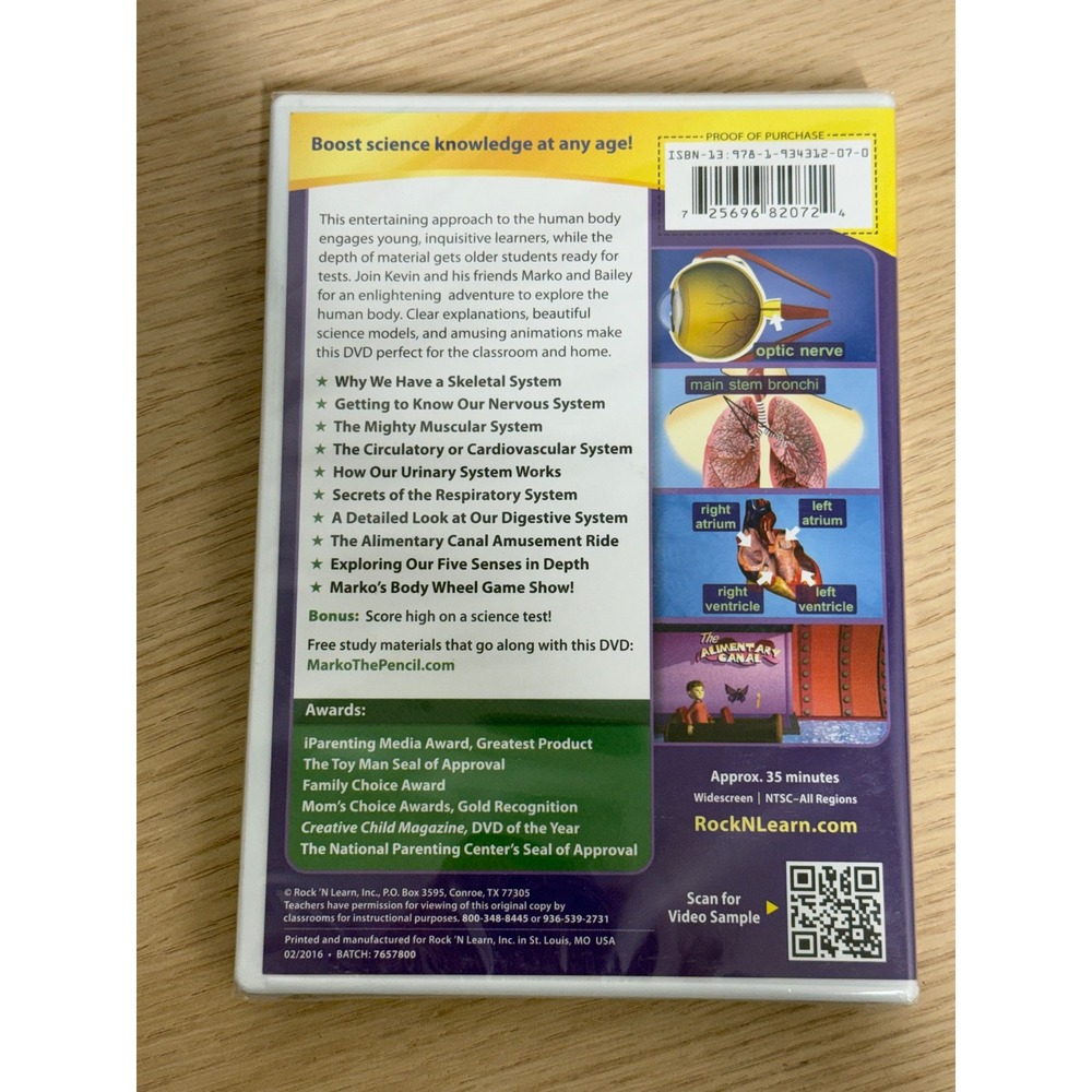 NIB Rock N Learn Human Body DVD‎ Grades 3-8 Science Biology Educational - Picture 2 of 2